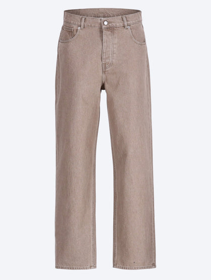 Washed khaki straight jeans