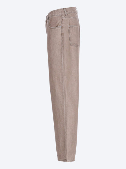 Washed khaki straight jeans