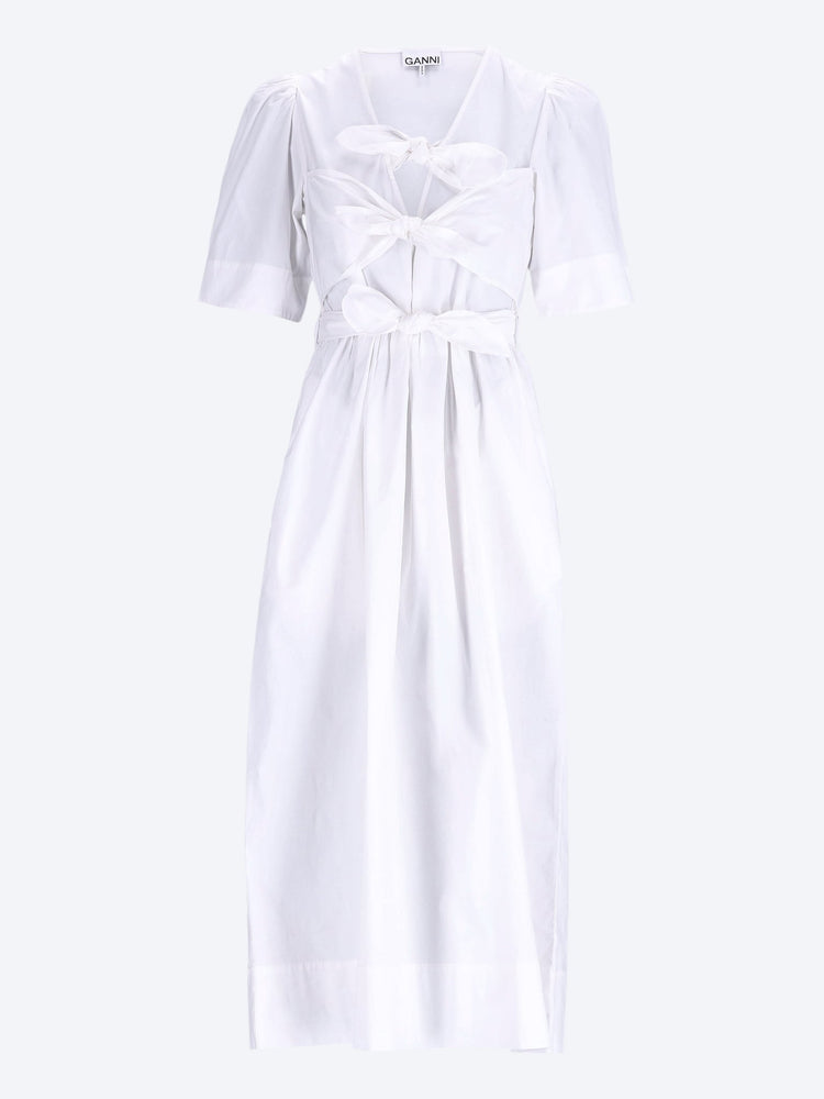 Washed stretch cotton tie strap midi dress 1