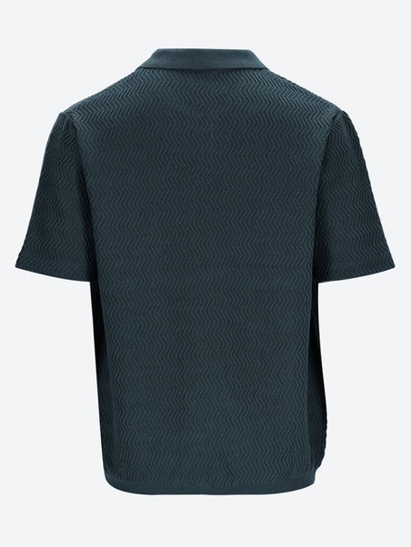 Wave cable knit polo