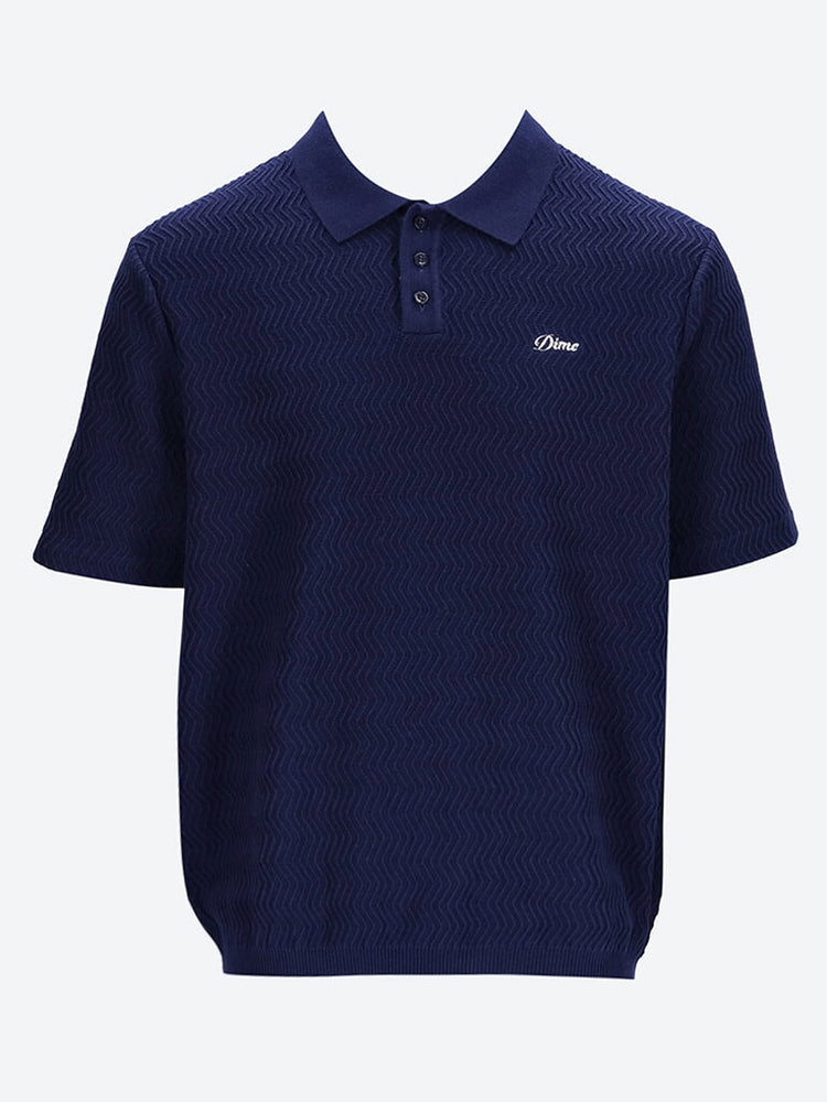 Wave cable knit polo 1