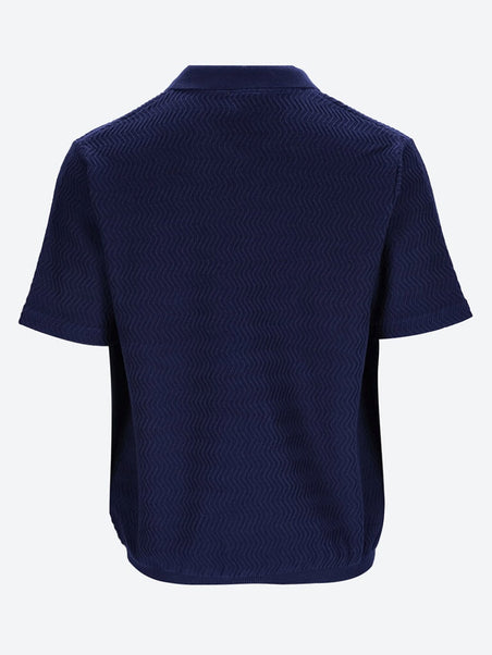 Wave cable knit polo
