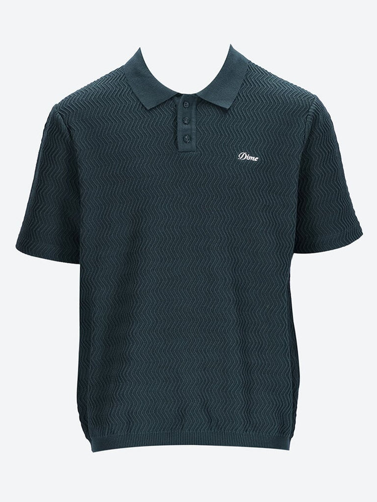 Wave cable knit polo 1