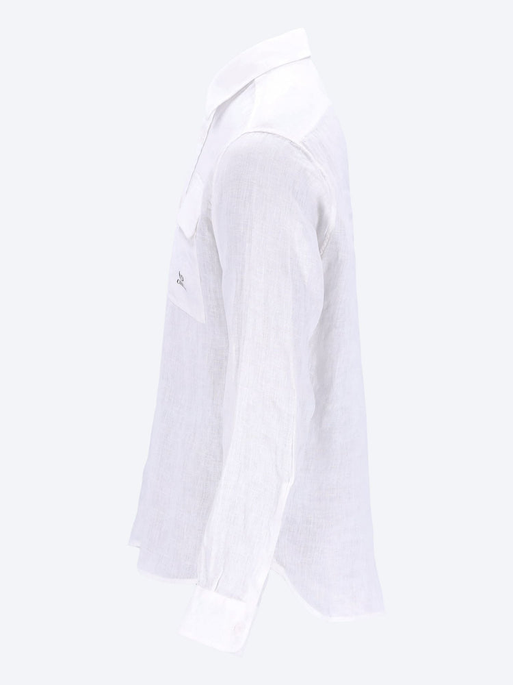 White Linen Logo Shirt 2