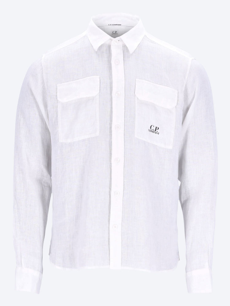 White Linen Logo Shirt 1