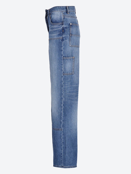 Wide leg jeans with patches