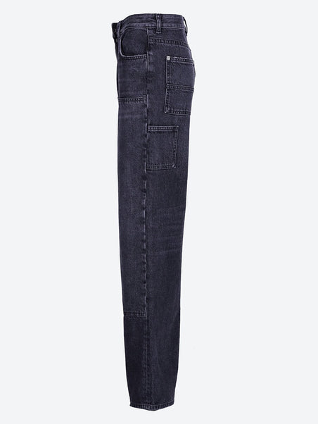 Wide leg jeans with patches