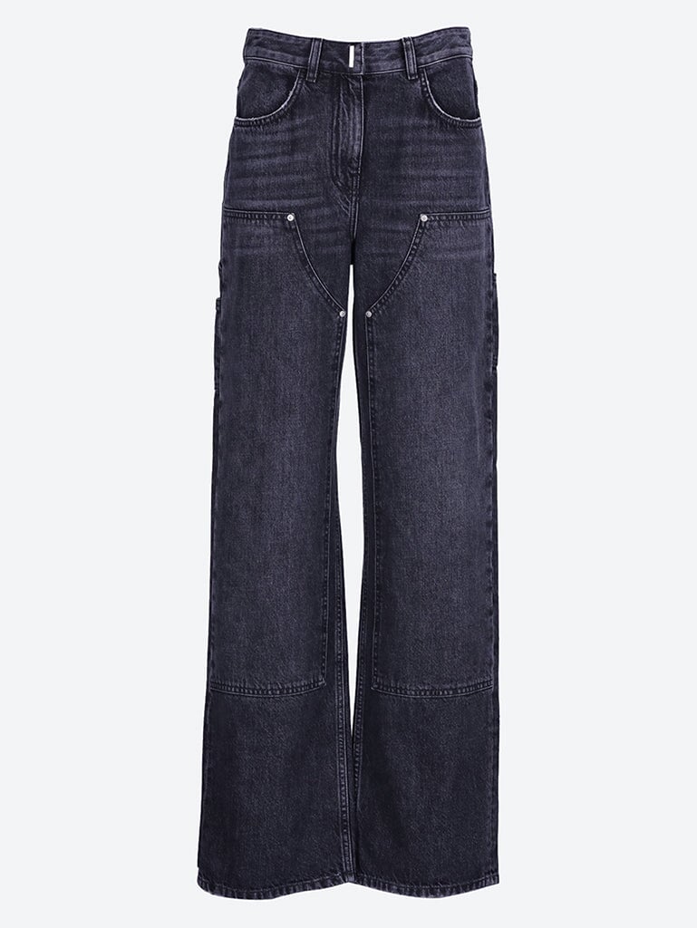 Wide leg jeans with patches 1