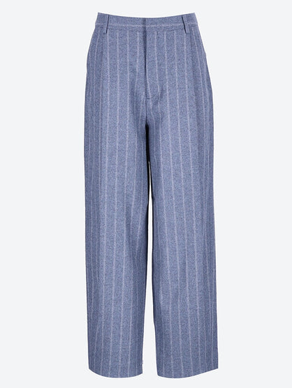 Wide pleated striped pants