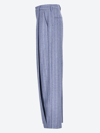 Wide pleated striped pants