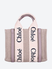 Woody linen leather small tote bag ref: