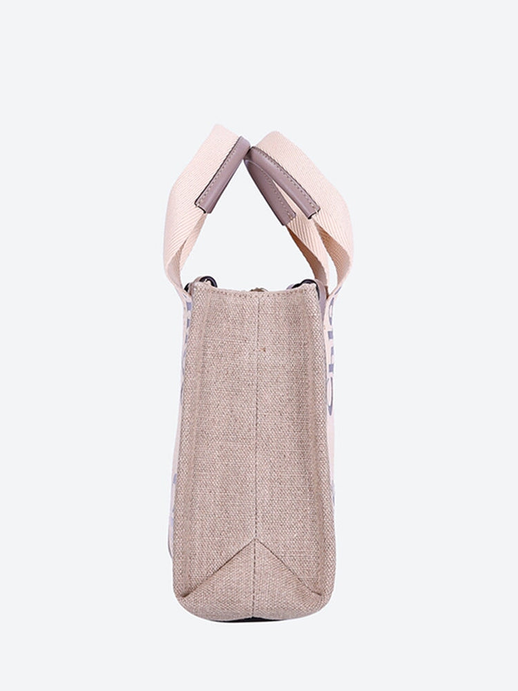 Woody linen leather small tote bag 3