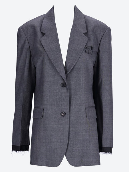 Single-breasted Prince of Wales check grisaille jacket