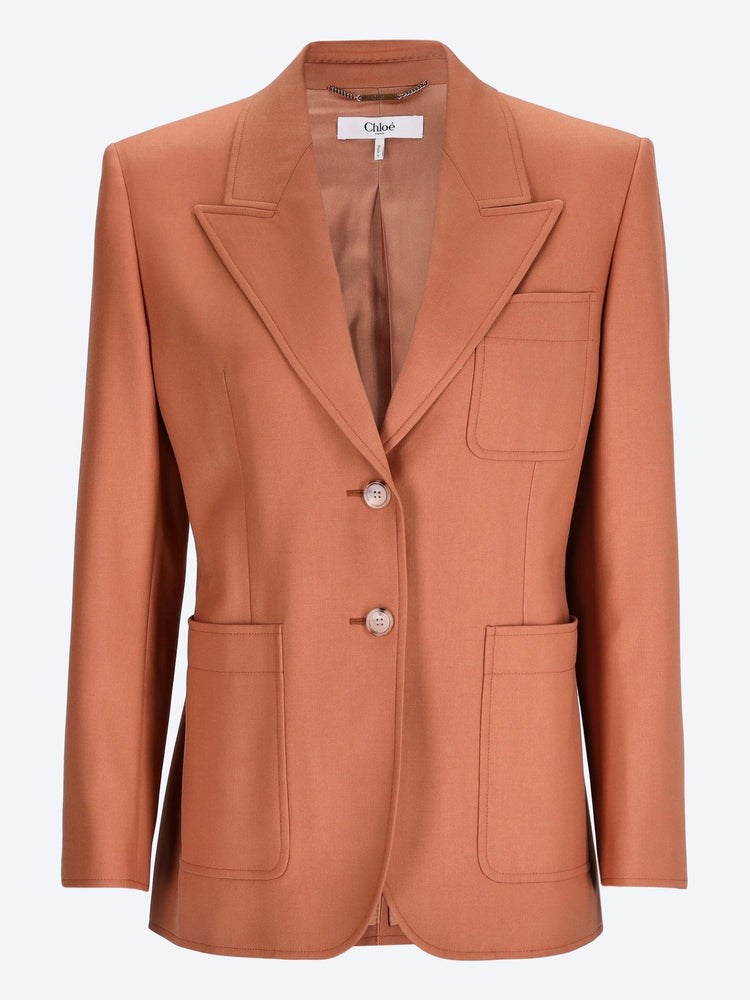 Wool gabardine single-breasted tailored jacket 1