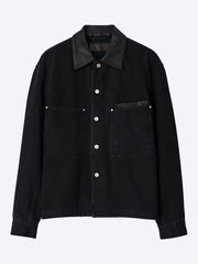 Workwear overshirt with leather collar ref: