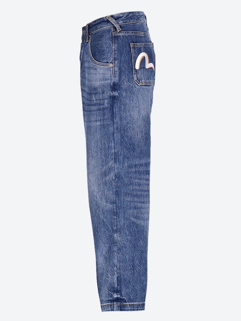 Woven lettering print seagull jeans 2