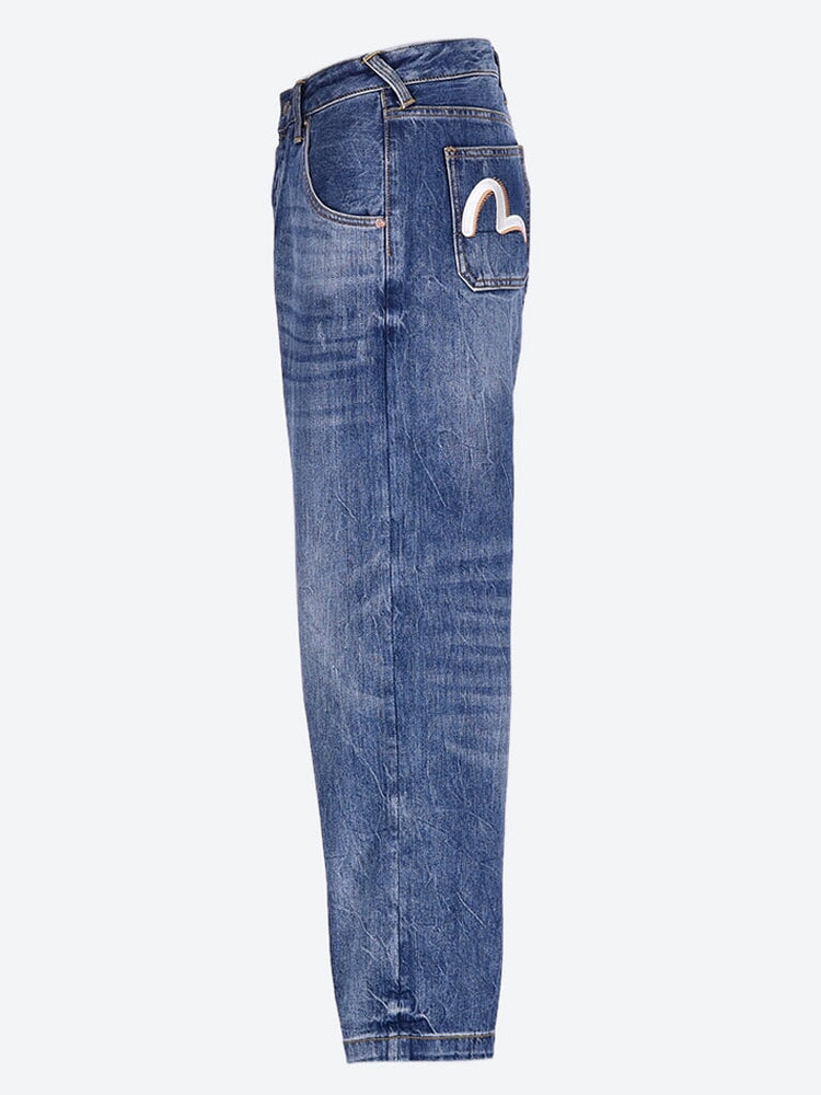 Woven lettering print seagull jeans 2