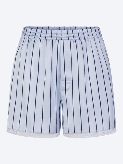 Woven shine sleep boxer with lace