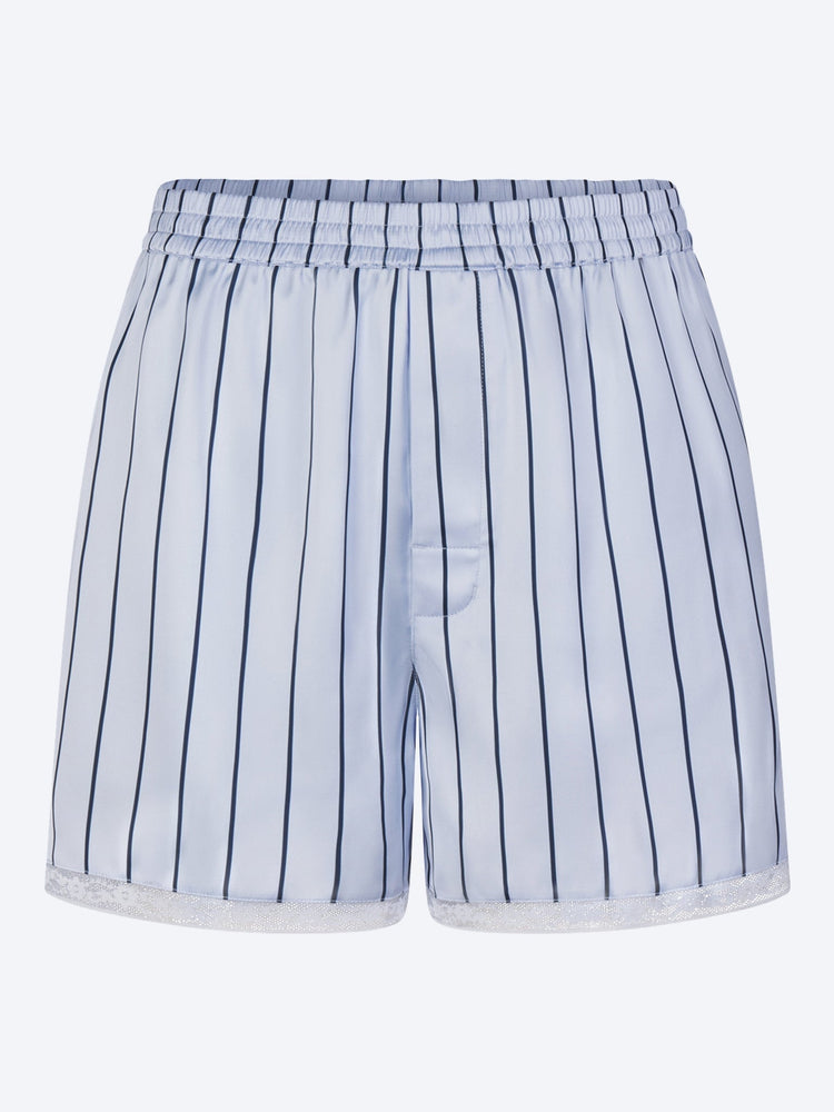 Woven shine sleep boxer with lace 1