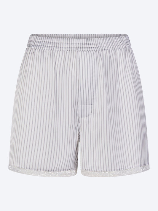  Woven shine sleep boxer with lace WOMEN-CLOTHING PYJAMAS SKIMS SMETS