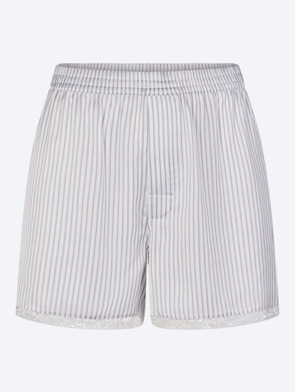 Woven shine sleep boxer with lace
