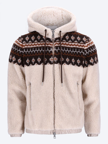 Teddy Jacquard Zip Up Cardigan