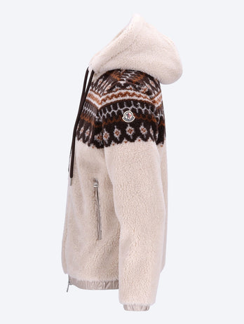 Teddy Jacquard Zip Up Cardigan