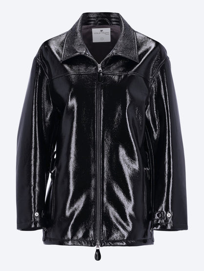 Zipped vinyl maxi jacket
