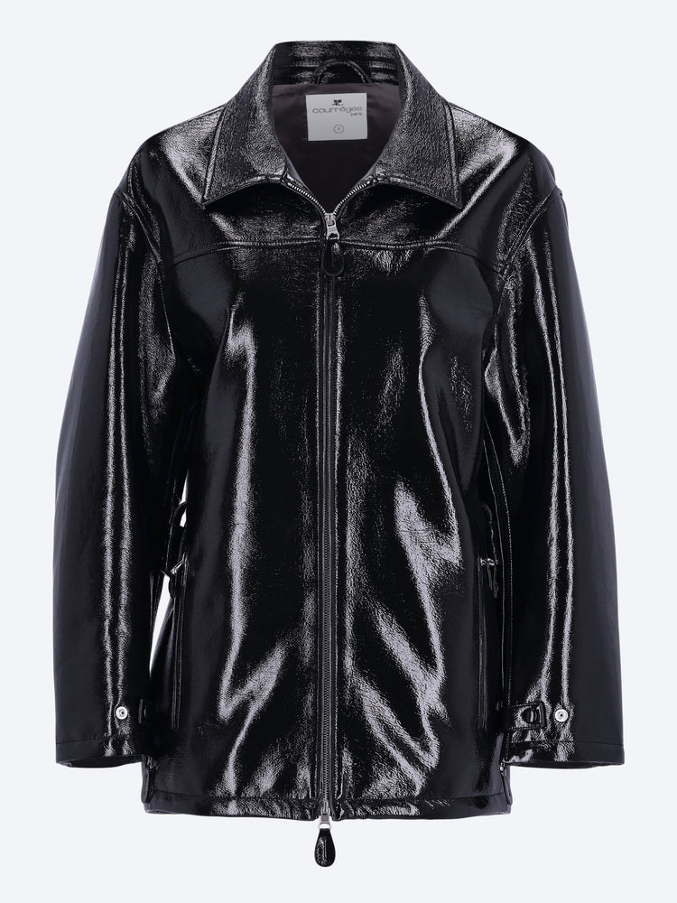 Zipped vinyl maxi jacket 1