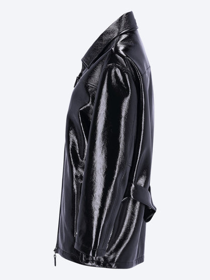 Zipped vinyl maxi jacket