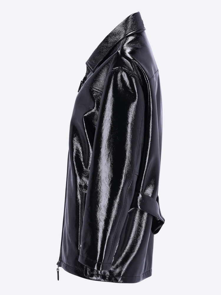 Zipped vinyl maxi jacket 2