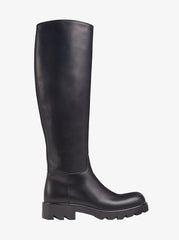 Hohe Kalbslederstiefel mit Strebenstruktur ref: