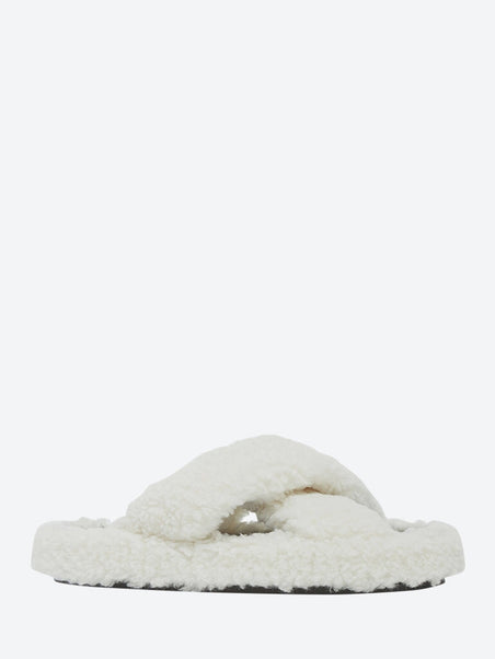 Biba Luxe Teddie Fur Slippers Ivory