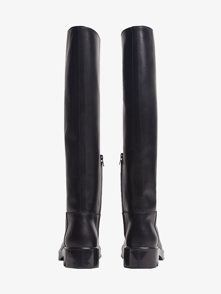 Hohe Kalbslederstiefel mit Strebenstruktur 3