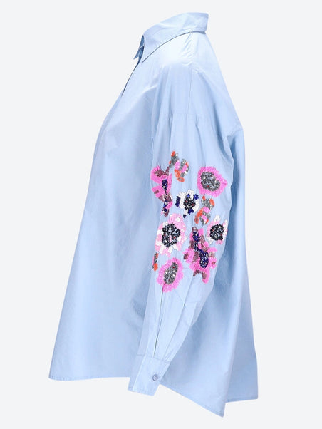 Cotton shirt with flower-shaped emb