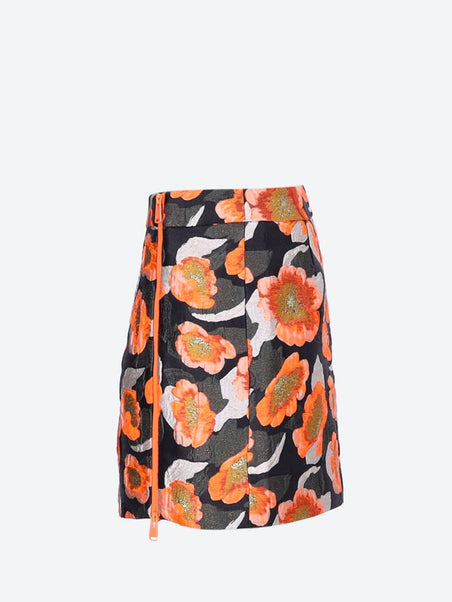 Floral-jacquard mini skirt