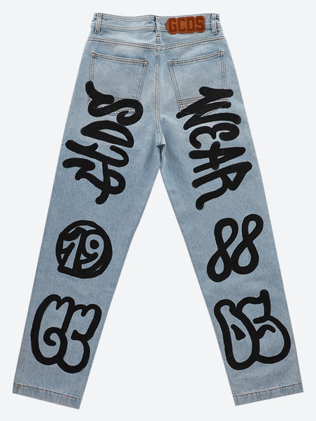 Jeans larges du logo graffiti
