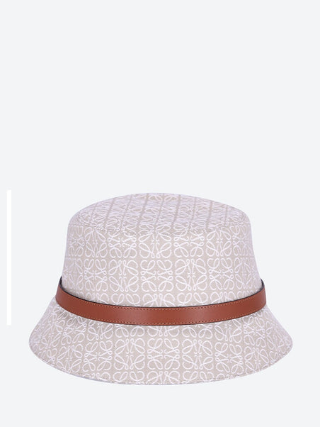 Bucket hat in Anagram jacquard and calfskin