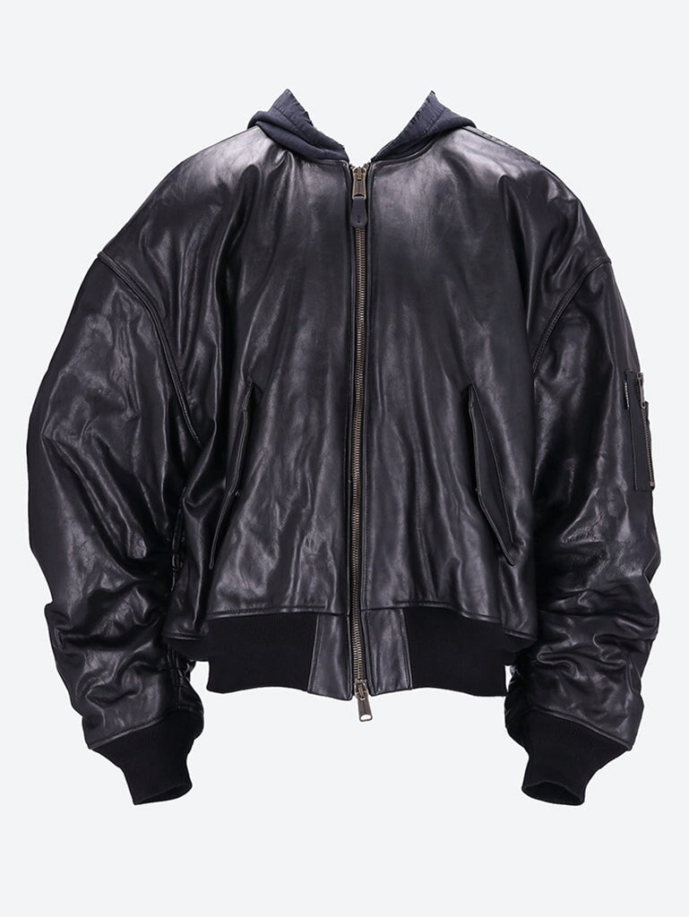 Leather classic bomber jacket 1