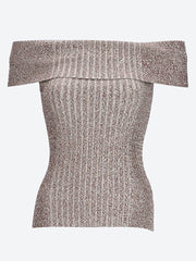 Melange knit off shoulder top ref:
