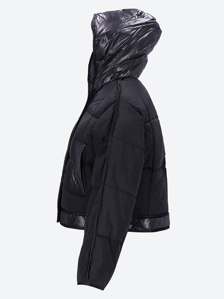 Mix puffer hooded short jacket - Ganni - Women-clothing jacket