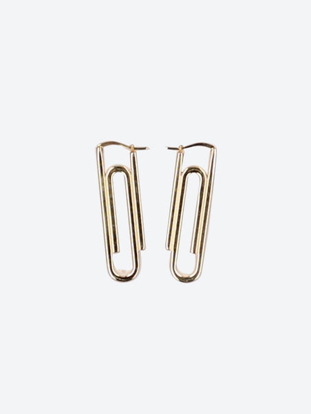 Paperclip earrings gold ring