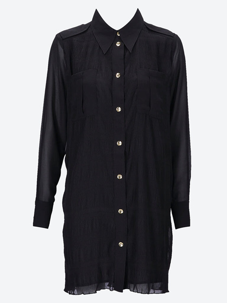 GANNI WOMEN CLOTHING SHORT DRESS Pleated georgette shirt dress