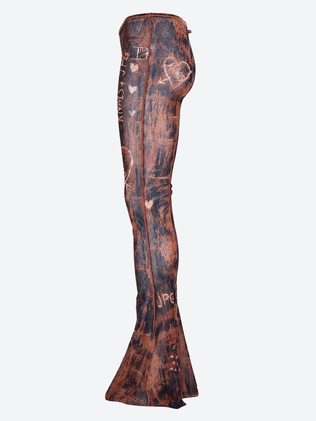 Scratch wood flare leggings