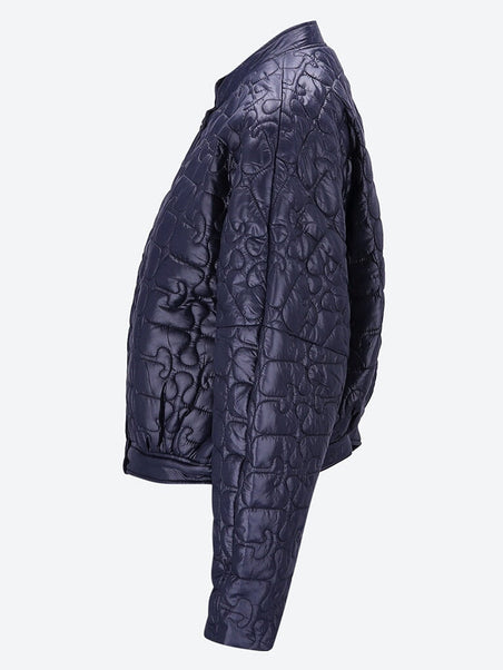 Shiny quilt curved sleeve jacket