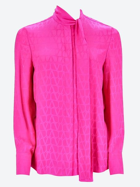 Chemise à manches longues en soie jacquard