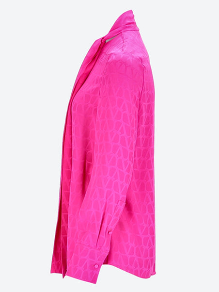 Chemise à manches longues en soie jacquard