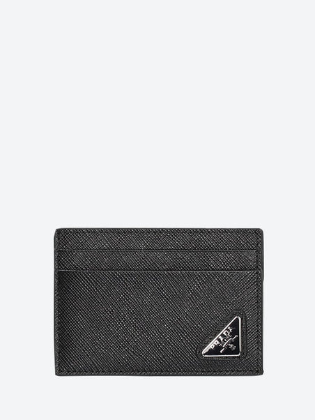 Triangle saffiano leather card hold