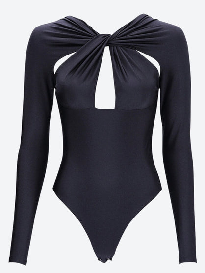 Twisted cut-out jersey bodysuit