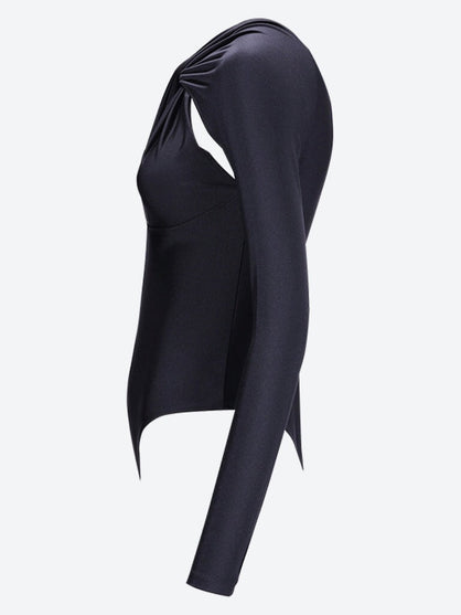 Twisted cut-out jersey bodysuit